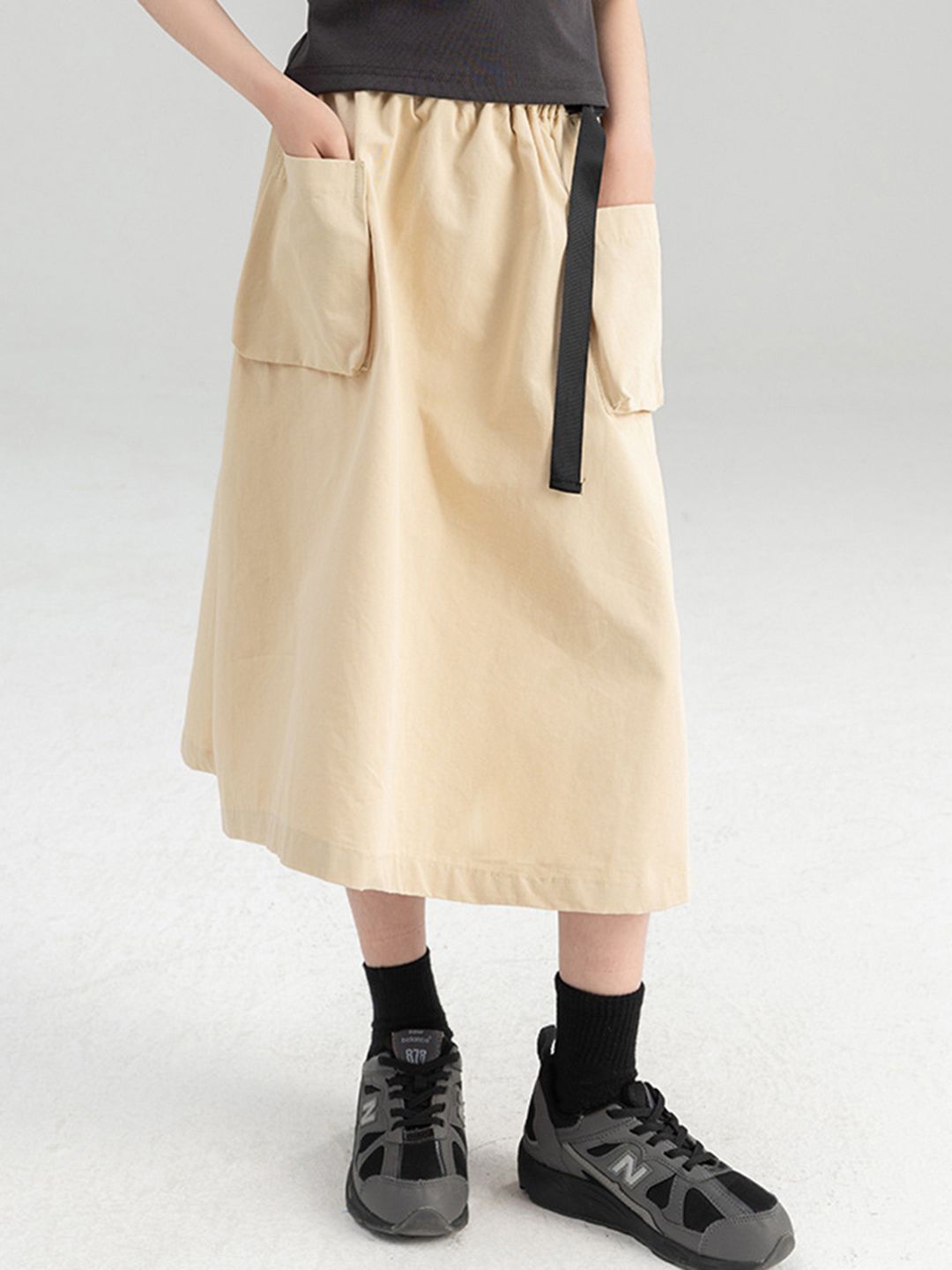 

INCLUD Girls A-line Midi Skirts, Beige