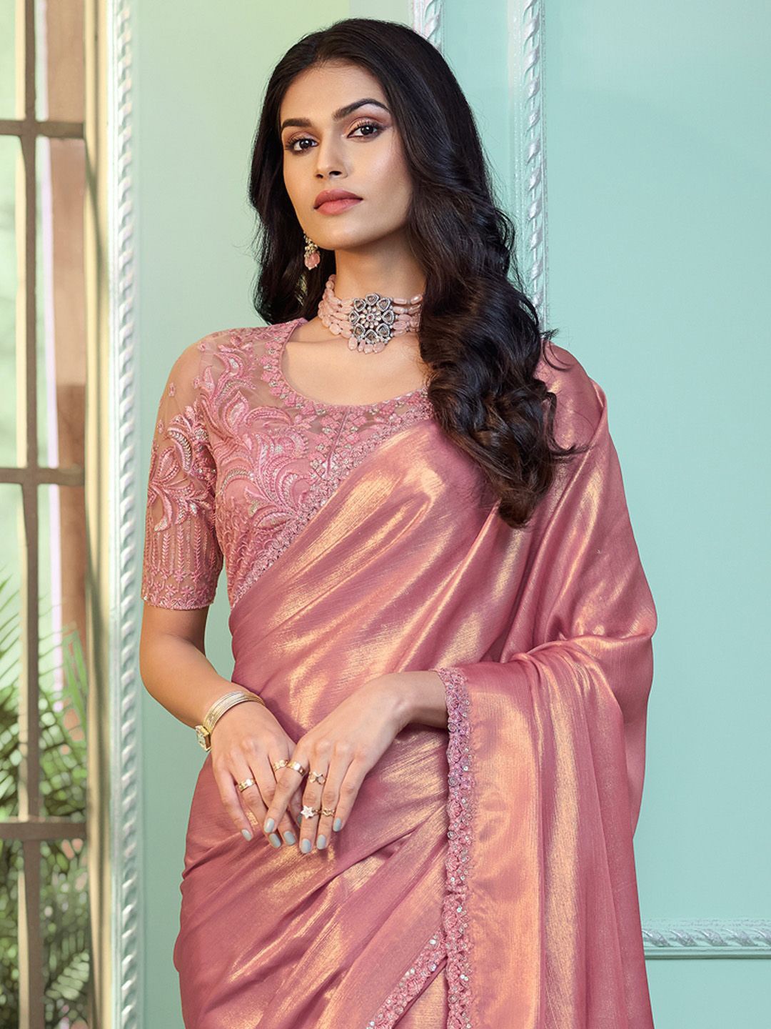 

Anouk Embroidered Poly Georgette Saree, Pink