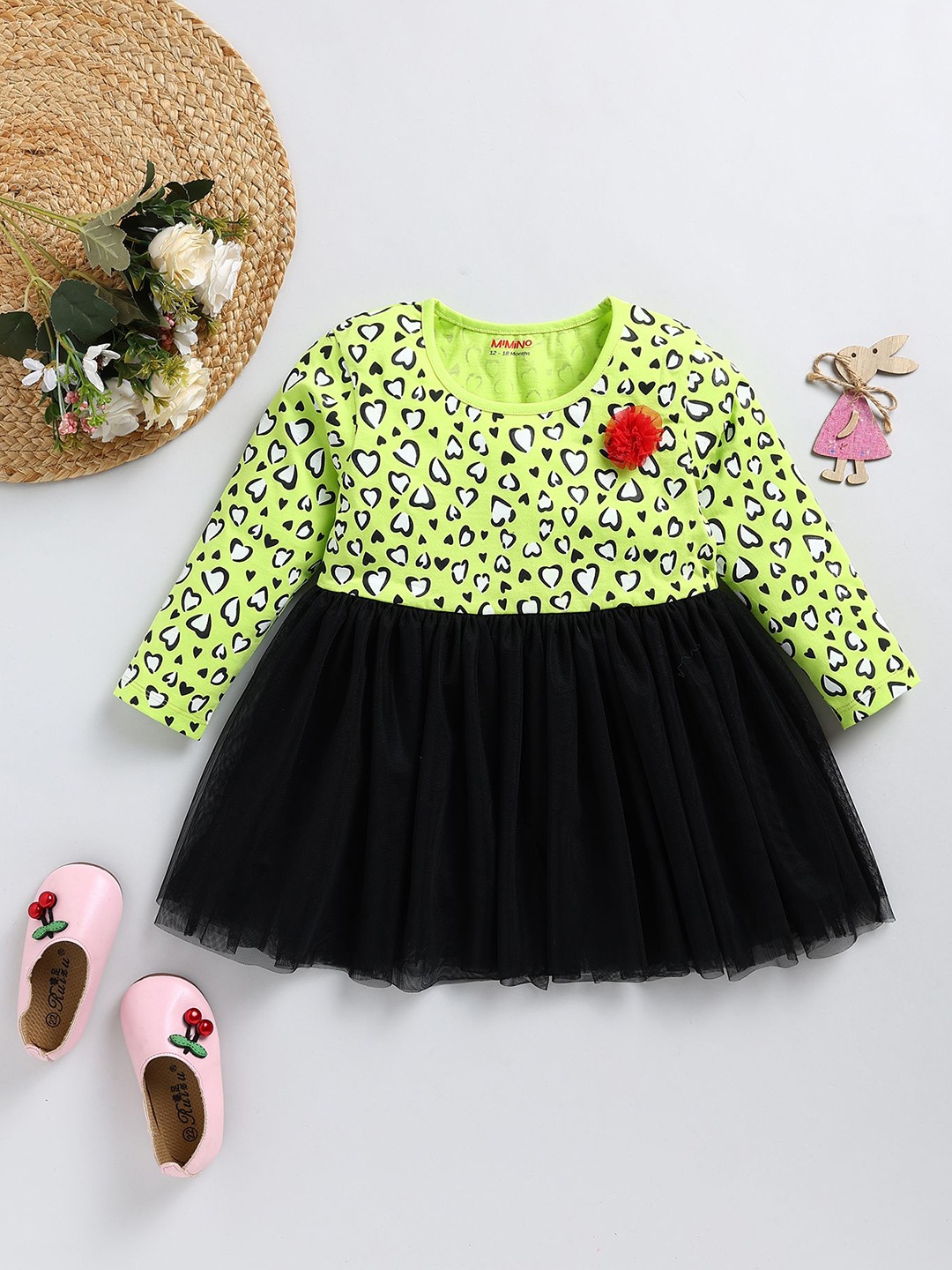 

MIMINO Floral Print Fit & Flare Dress, Green