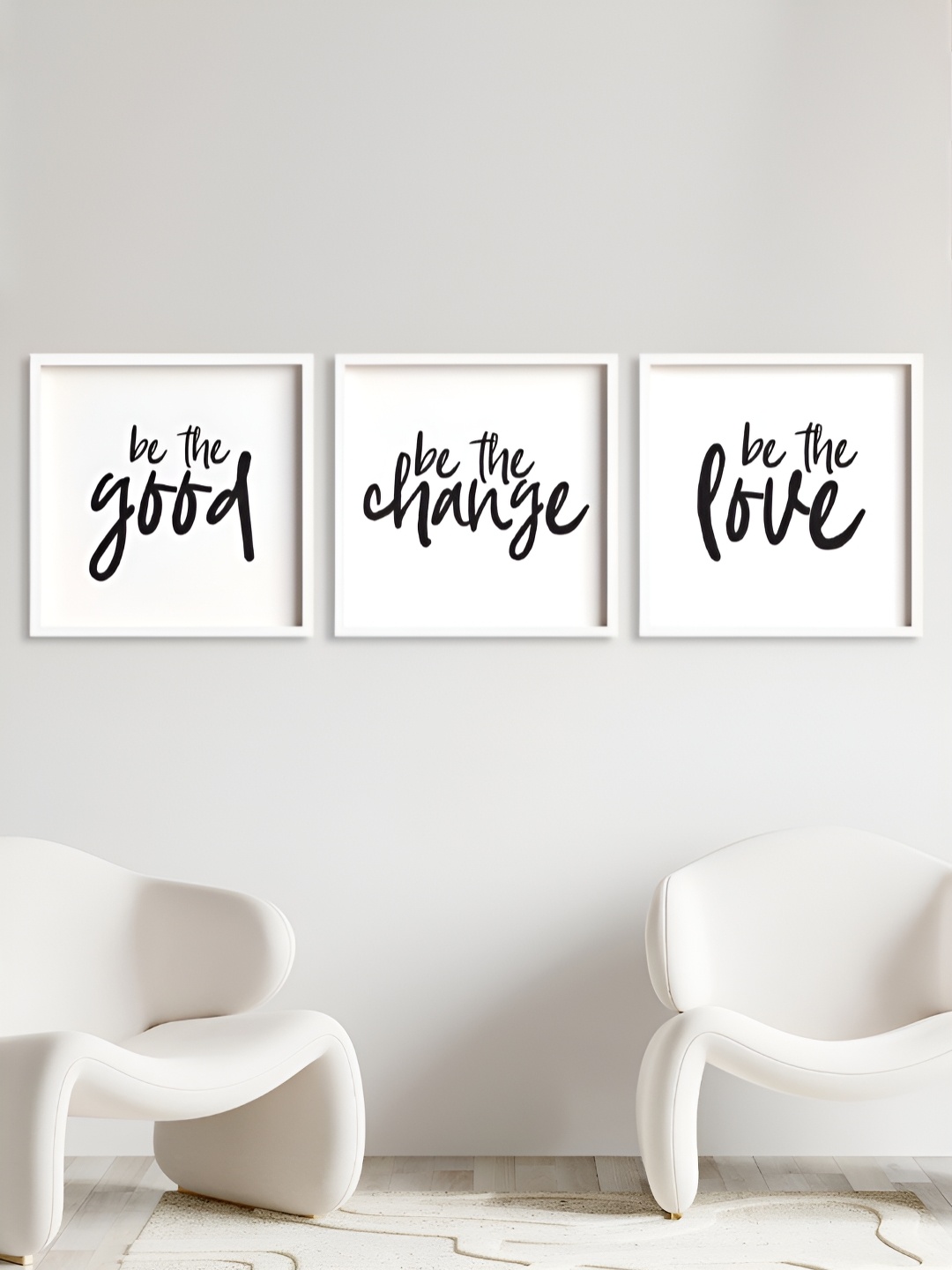 

My Kids Wall White & Black 3 Piece Wood Abstract Wall Paintings
