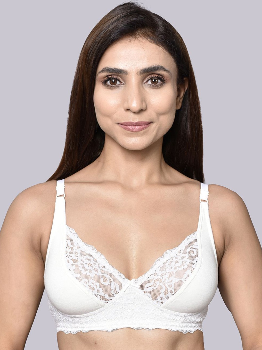 

Inner Sense Full Coverage Antimicrobial Laced T-shirt Bra, White