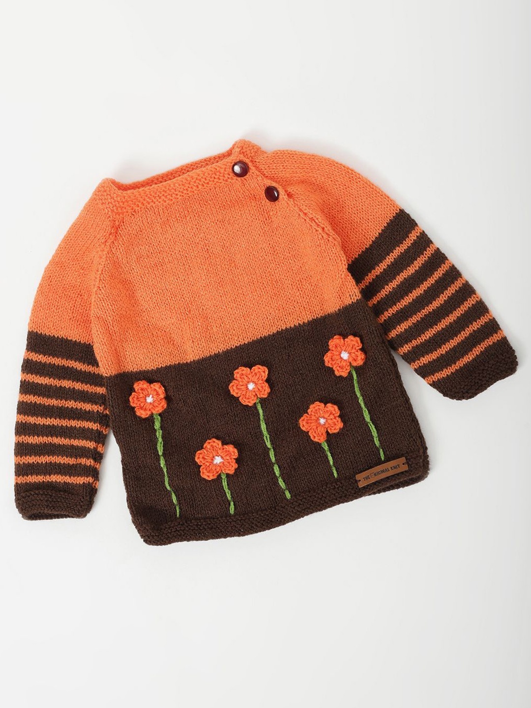 

The Original Knit Unisex Kids Floral Pullover, Orange