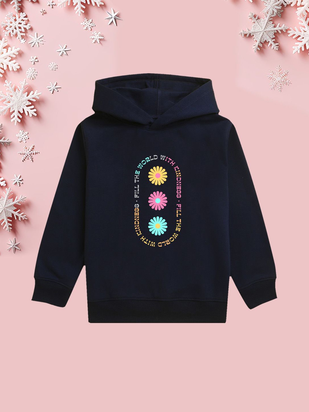 

NUSYL Girls Graphic Printed Hooded Sweatshirt, Navy blue