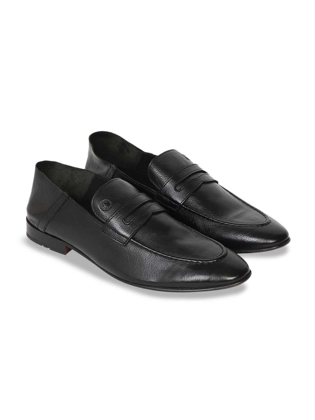 

Ruosh Men Leather Formal Loafers, Black