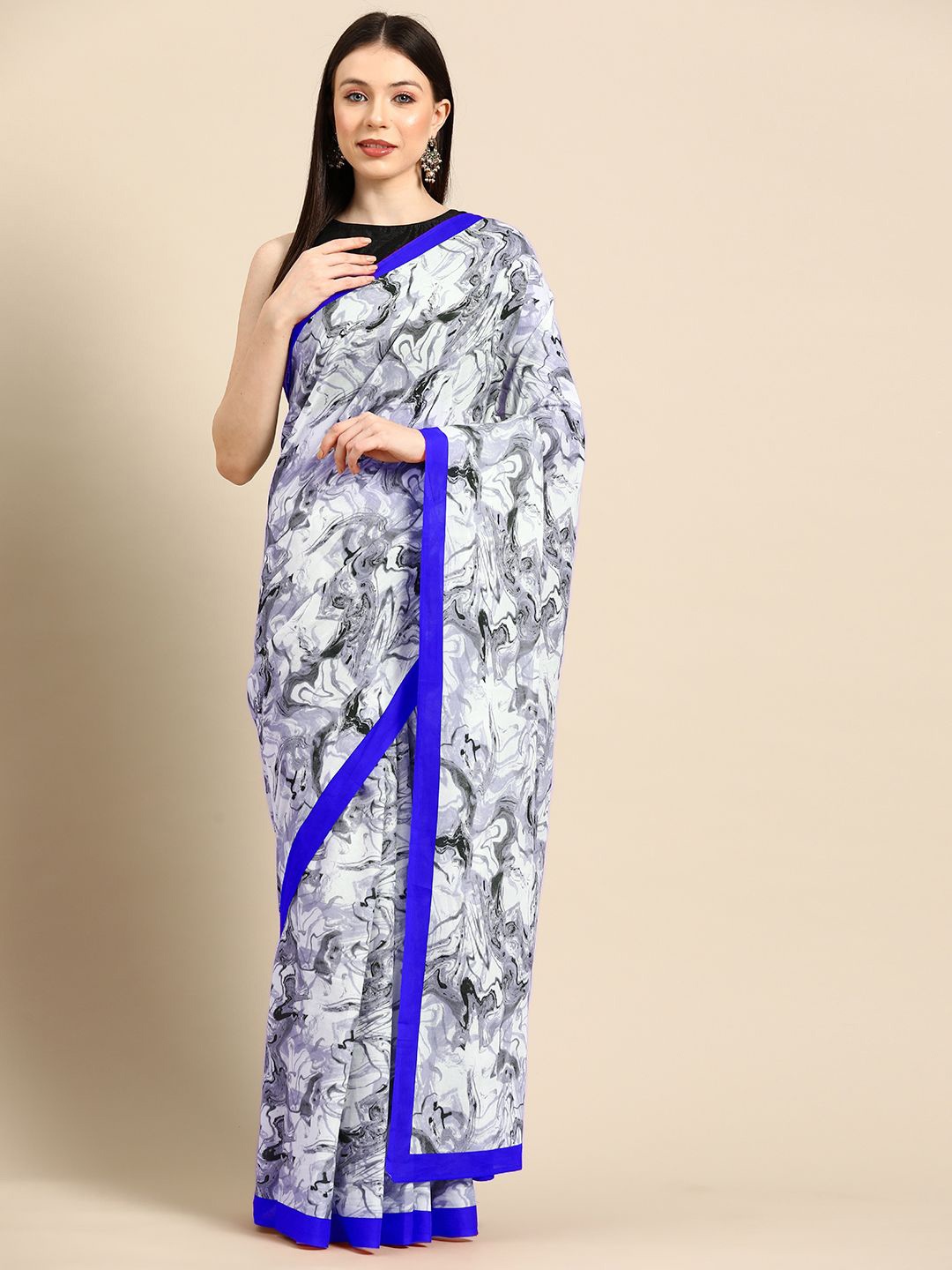 

BUTA BUTI Pure Cotton Saree, Navy blue