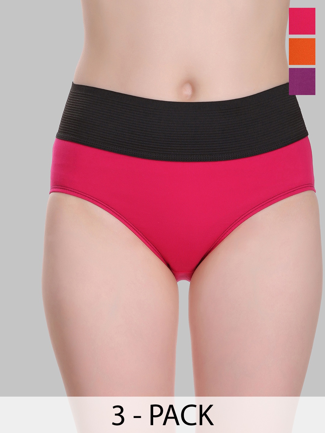 

SELFCARE Pack Of 3 Women High-Rise Hipster Briefs, Pink