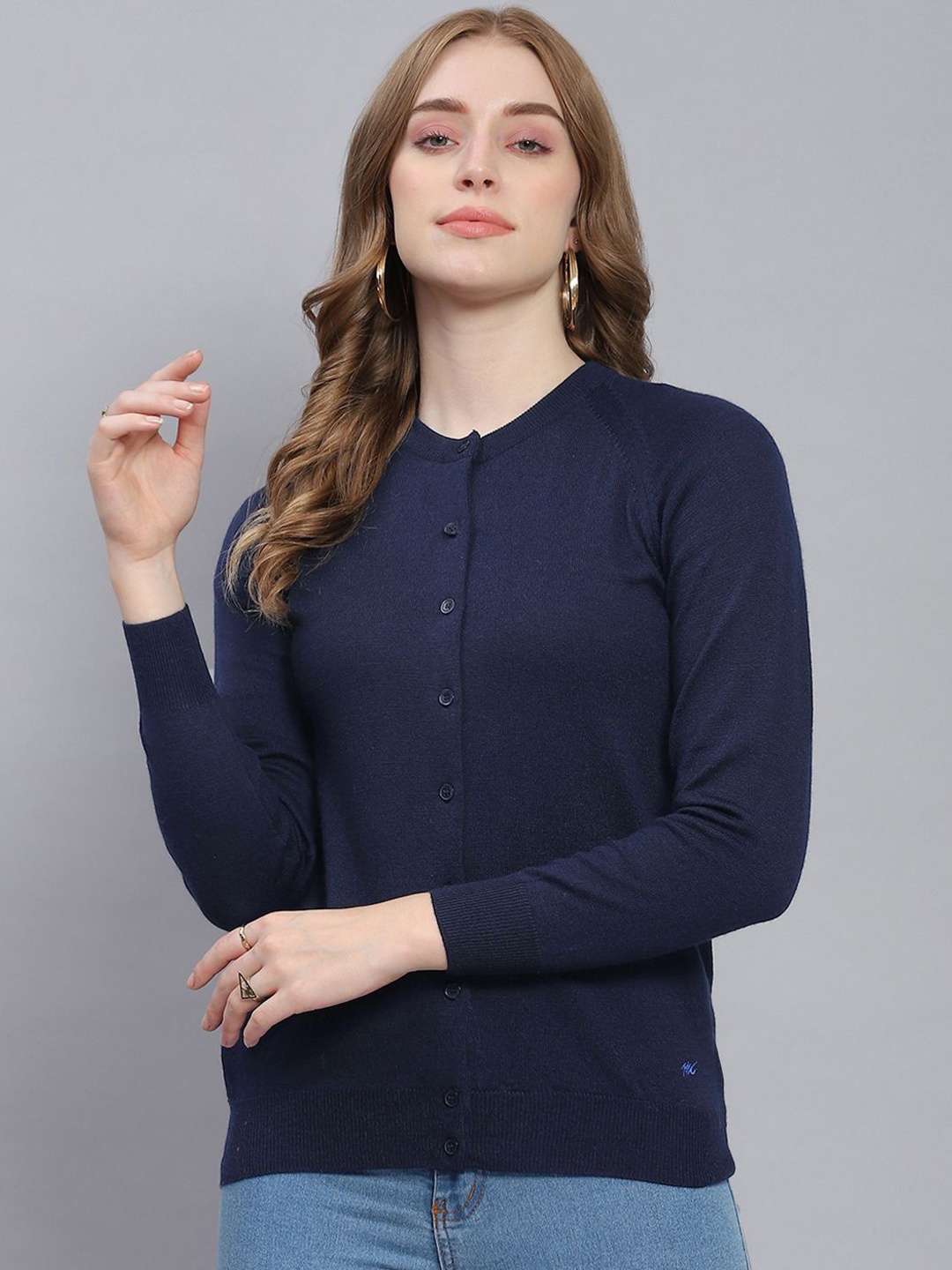 

Monte Carlo Women Woollen Cardigan, Navy blue