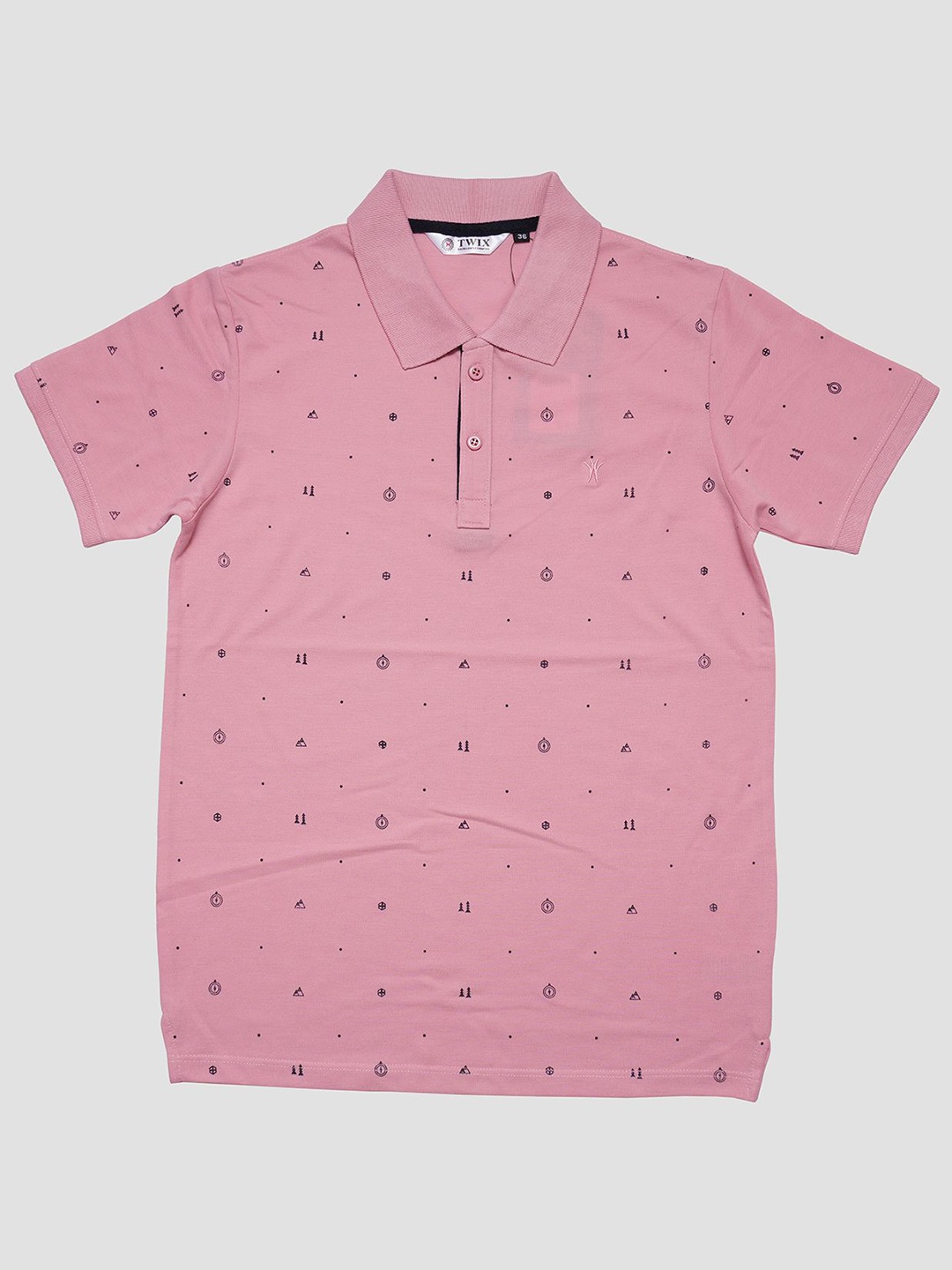 

TWIX Boys Conversational Printed Polo Collar Cotton T-Shirt, Peach