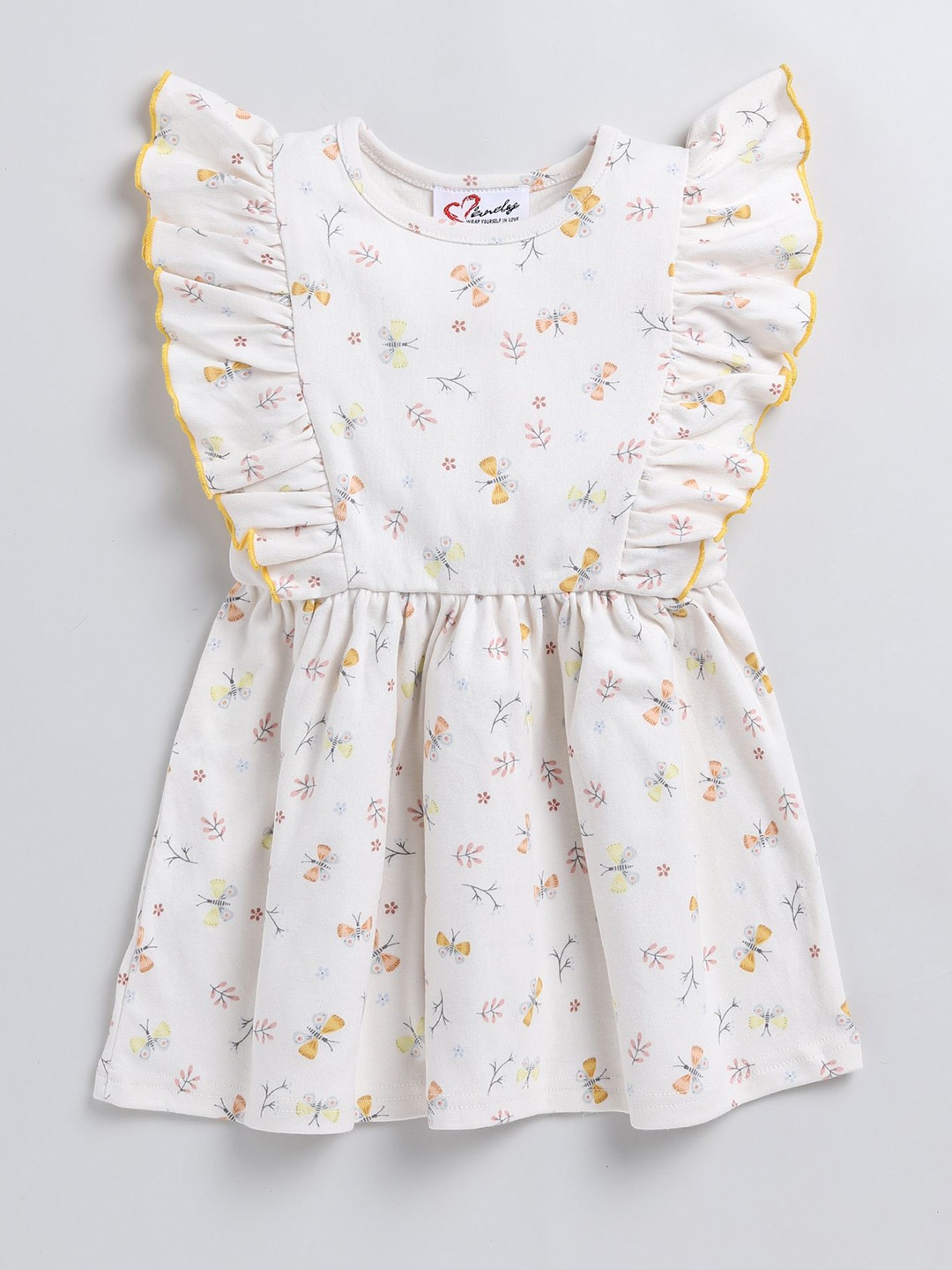

BAESD Floral Print Flutter Sleeve Fit & Flare Dress, White