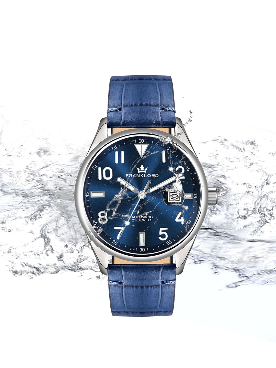 

Franklord Men Stainless Steel Dial & Leather Straps Analogue Automatic Watch F-147 BURG, Blue