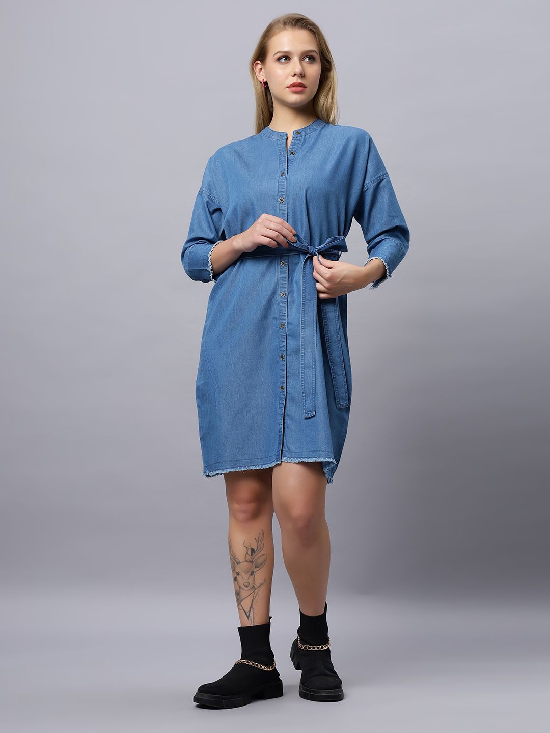 

The Roadster Lifestyle Co Above Knee Length Dress, Blue