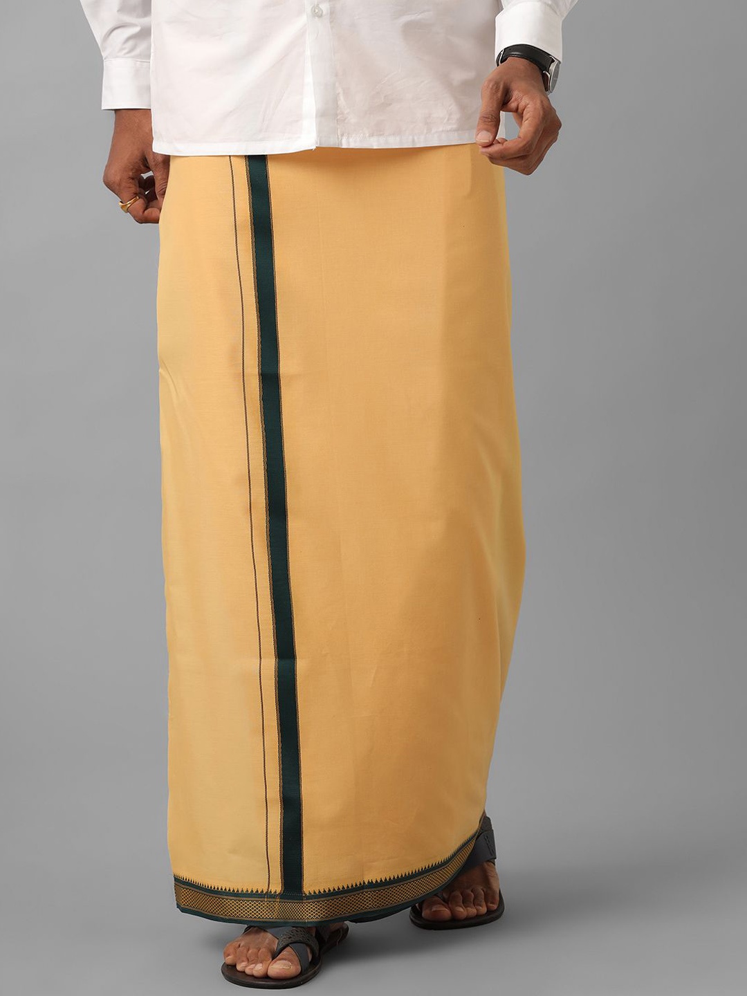 

Ramraj Men Bordered Dhoti, Orange