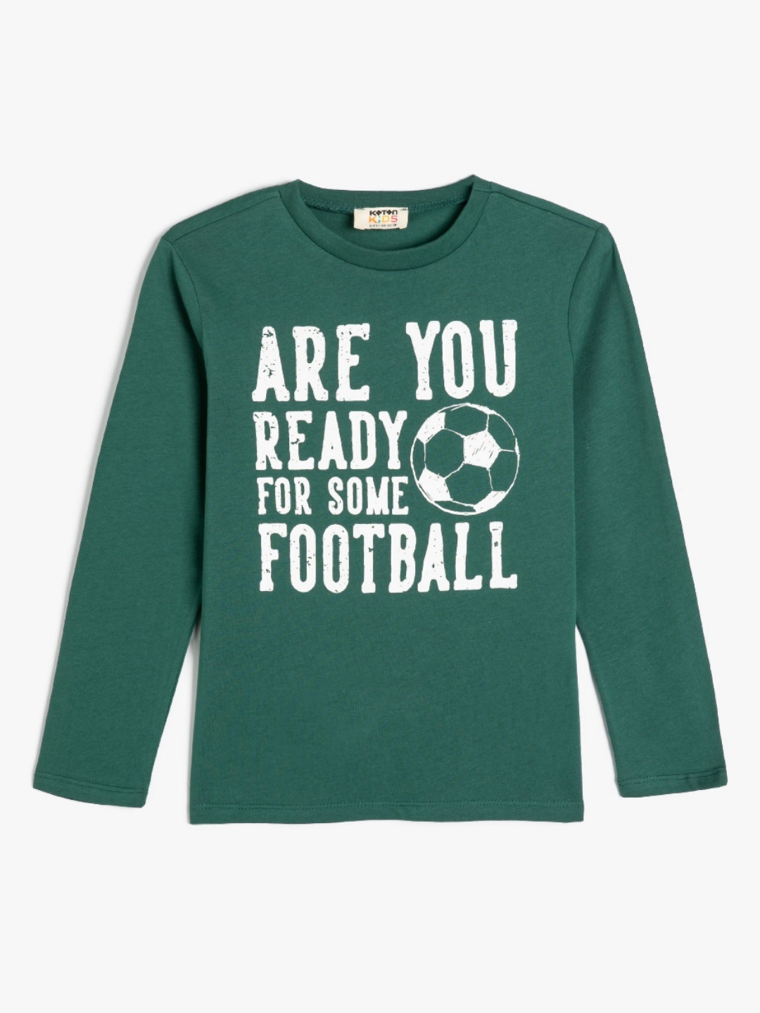 

Koton Boys Typography Printed Round Neck Cotton T-Shirt, Green