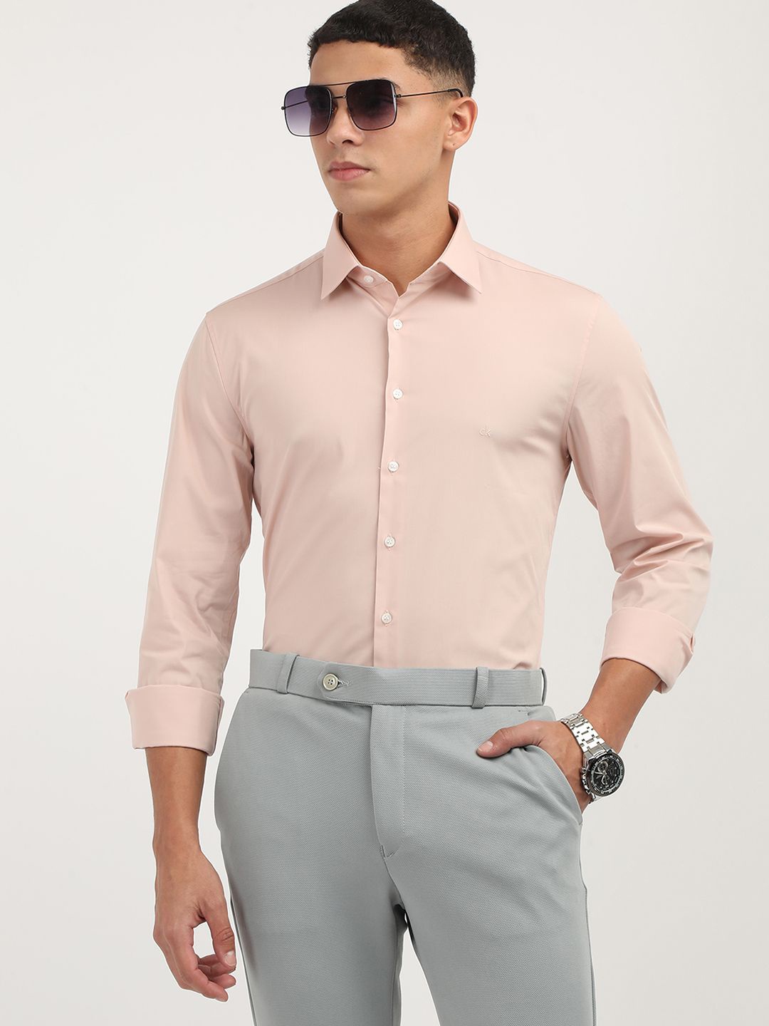 

Calvin Klein Jeans Men Slim Fit Opaque Casual Shirt, Pink