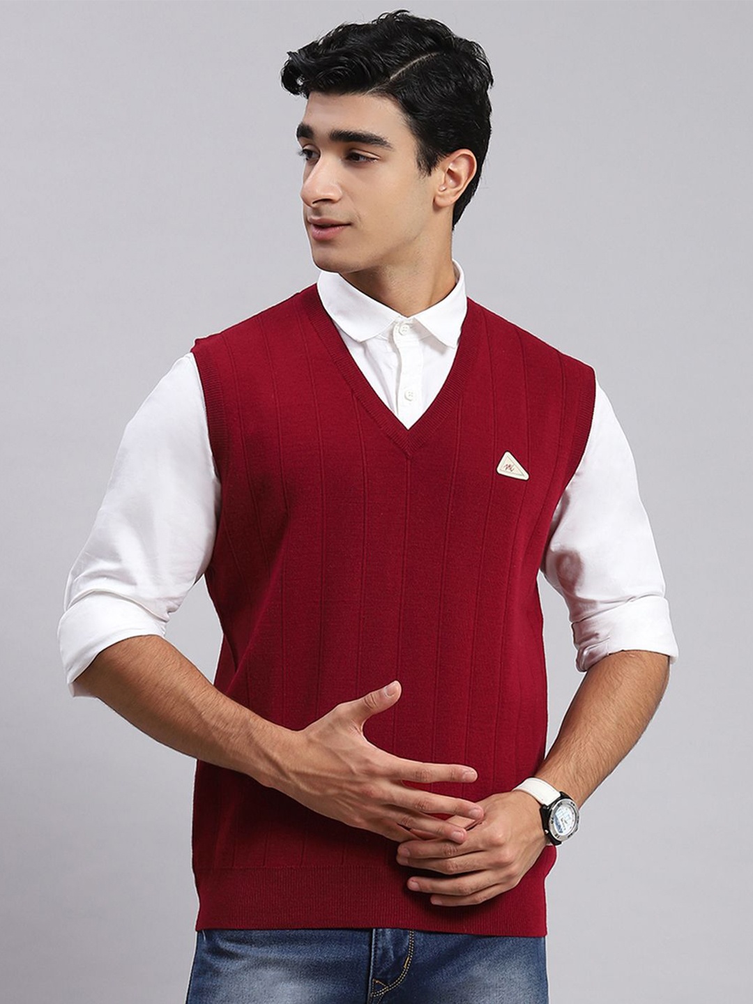 

Monte Carlo Men Woollen Sweater Vest, Maroon