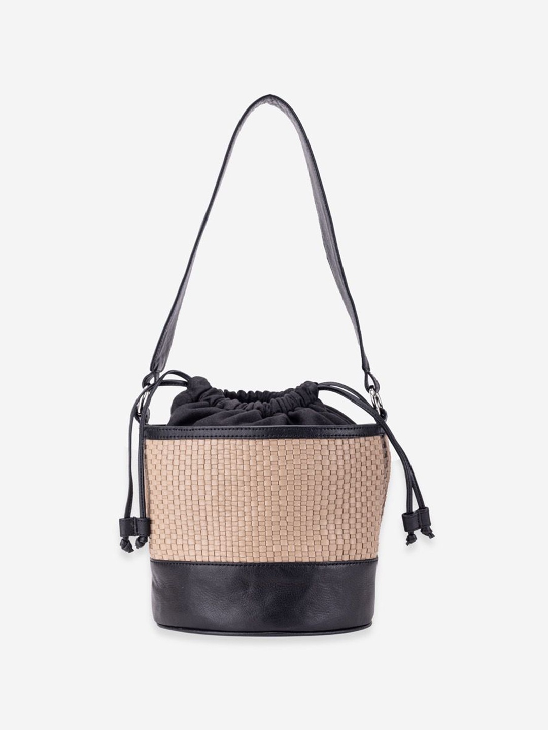 

Abelardo De Moda Textured Leather Bucket Sling Bag, Beige