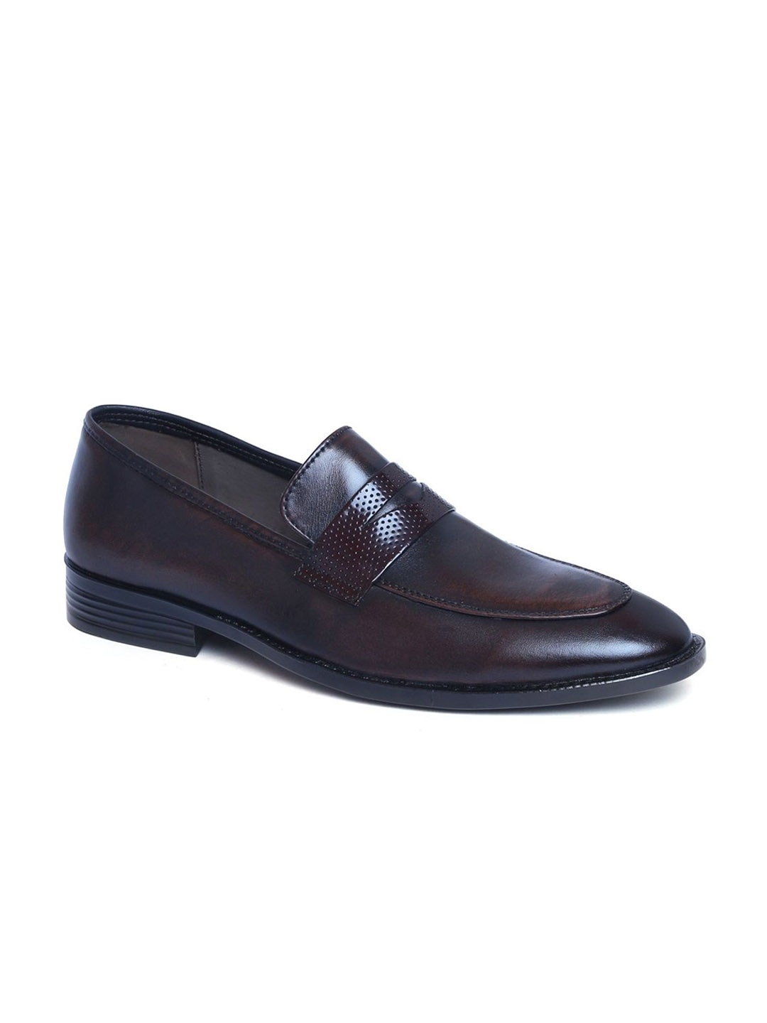 

Zoom Shoes Men Leather Round Toe Loafers, Brown