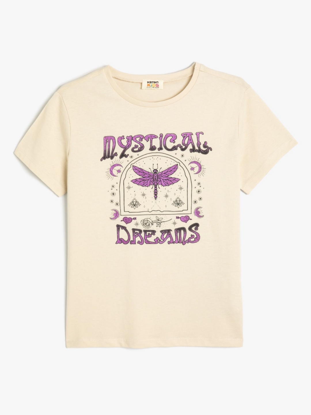 

Koton Girls Printed Extended Sleeves T-shirt, Beige