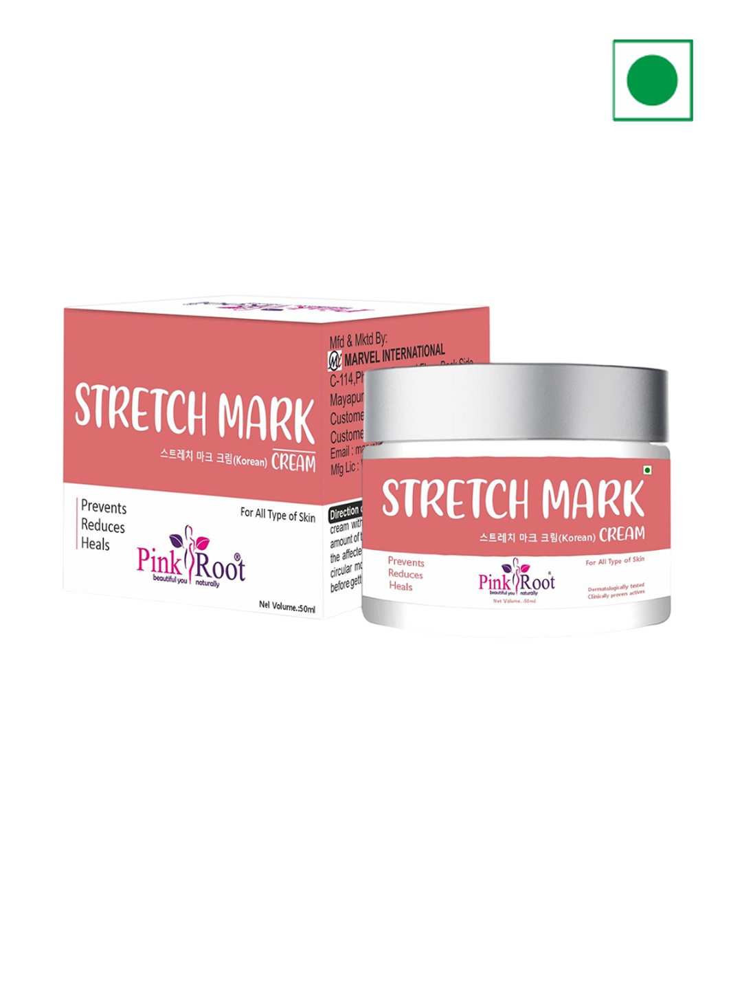 

Pink Root Stretch Mark Cream 50ml, Transparent