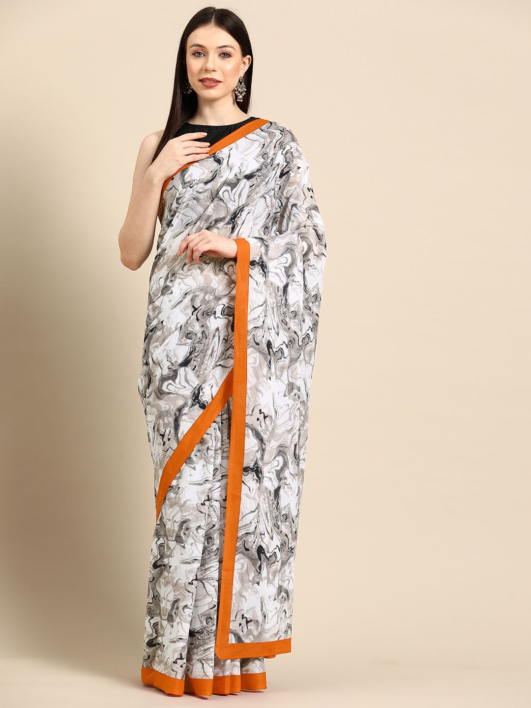 

BUTA BUTI Pure Cotton Saree, Orange