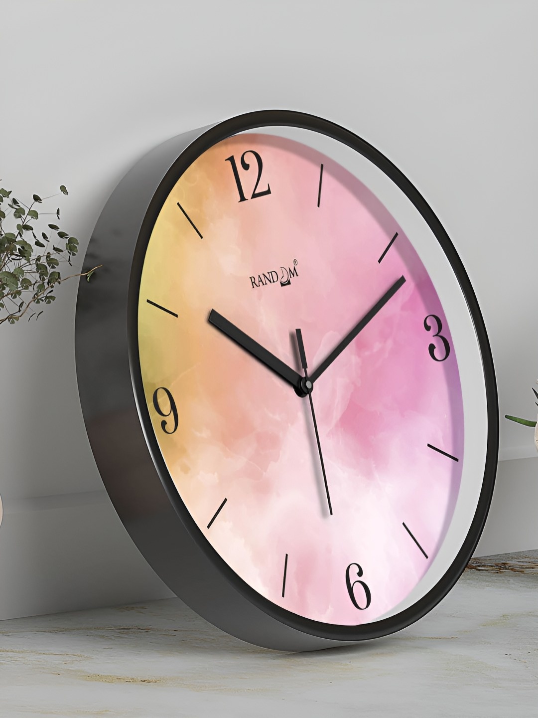 

RANDOM Printed Round Shaped Sweep Silent Movement Contemporary Wall Clock, Black