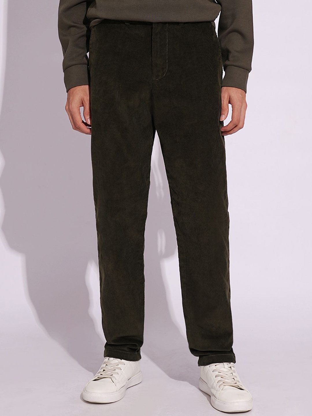 

SELECTED Men Straight Fit Mid Rise Trousers, Green