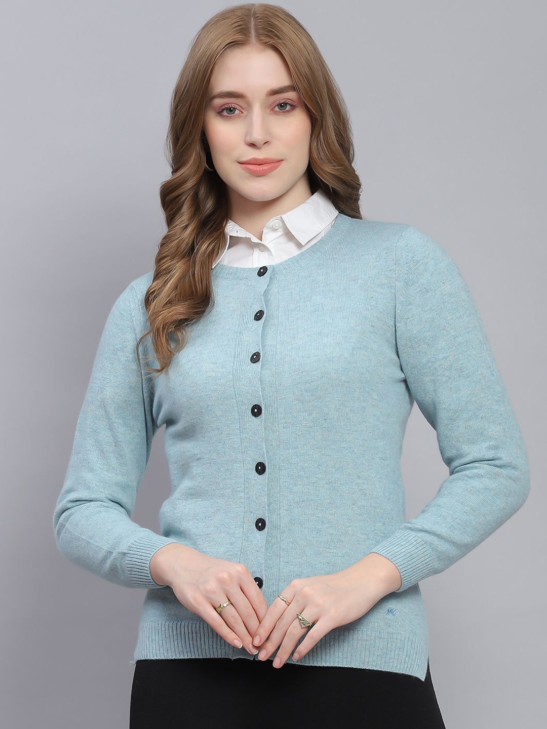 

Monte Carlo Women Woollen Cardigan, Blue