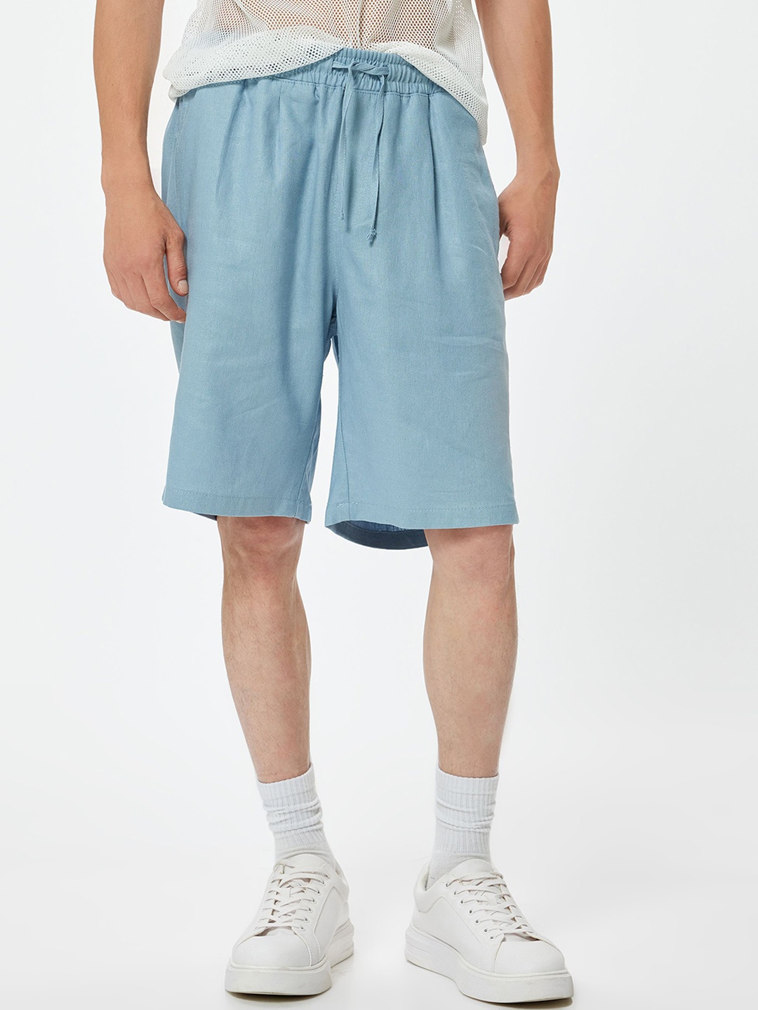 

Koton Men Linen Shorts, Blue