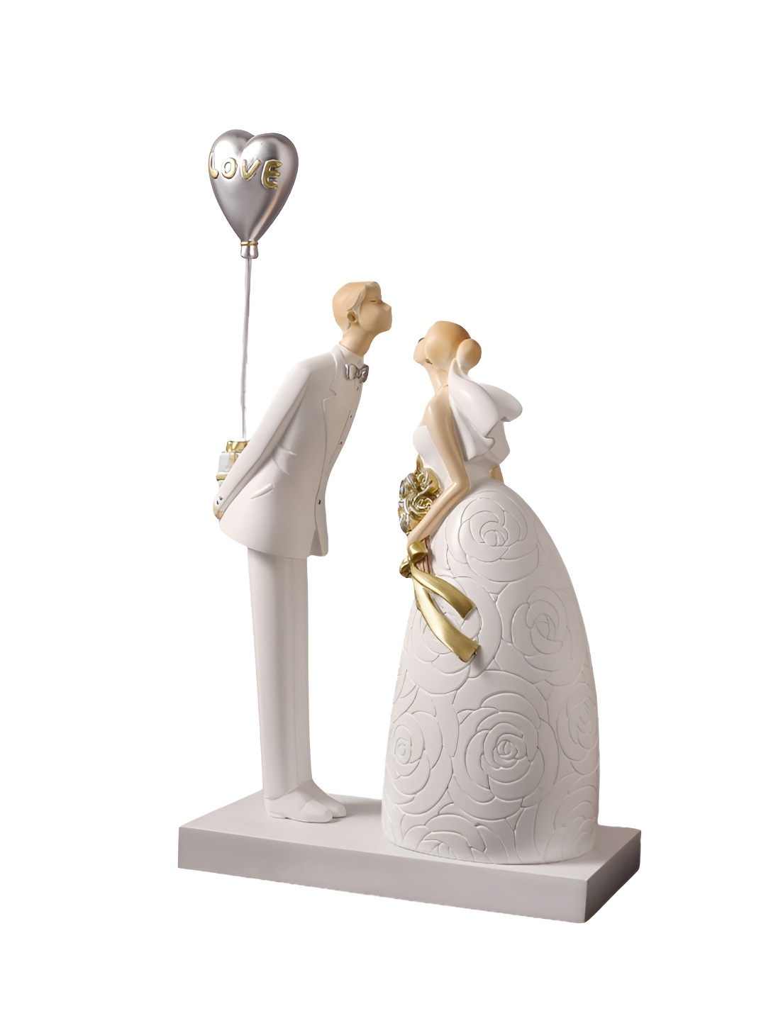 

Izzhaar Elegant Romantic White & Gold Toned Romantic Love Couple Figurine Showpiece