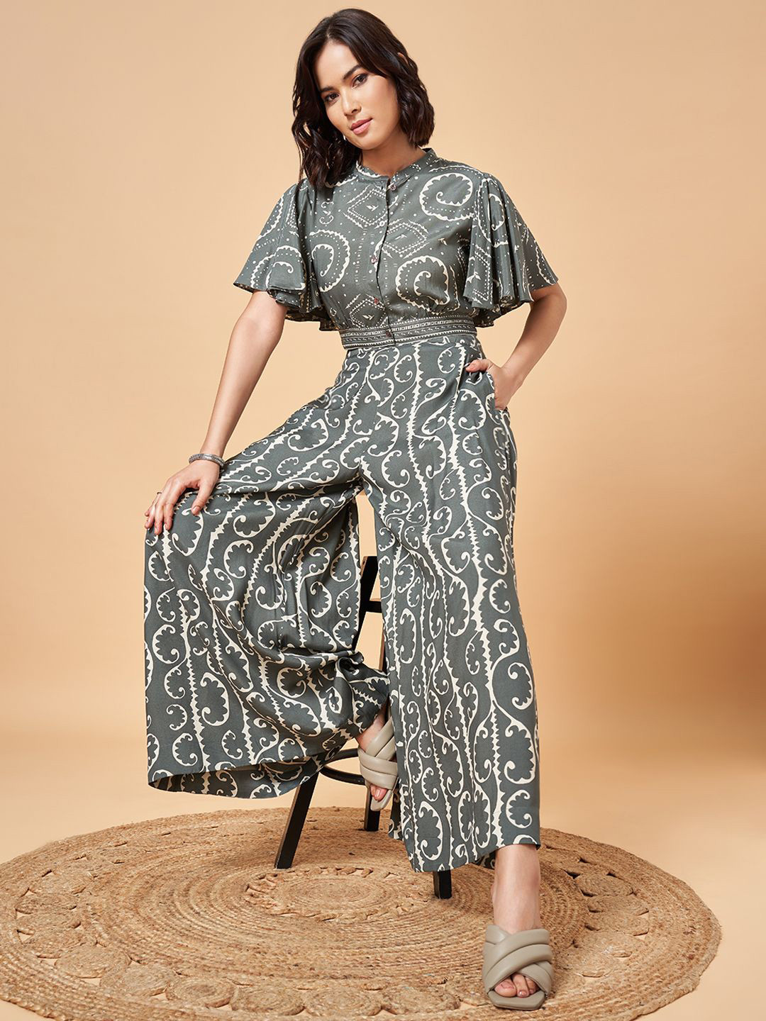 

Marigold Lane Printed Top With Palazzo, Grey