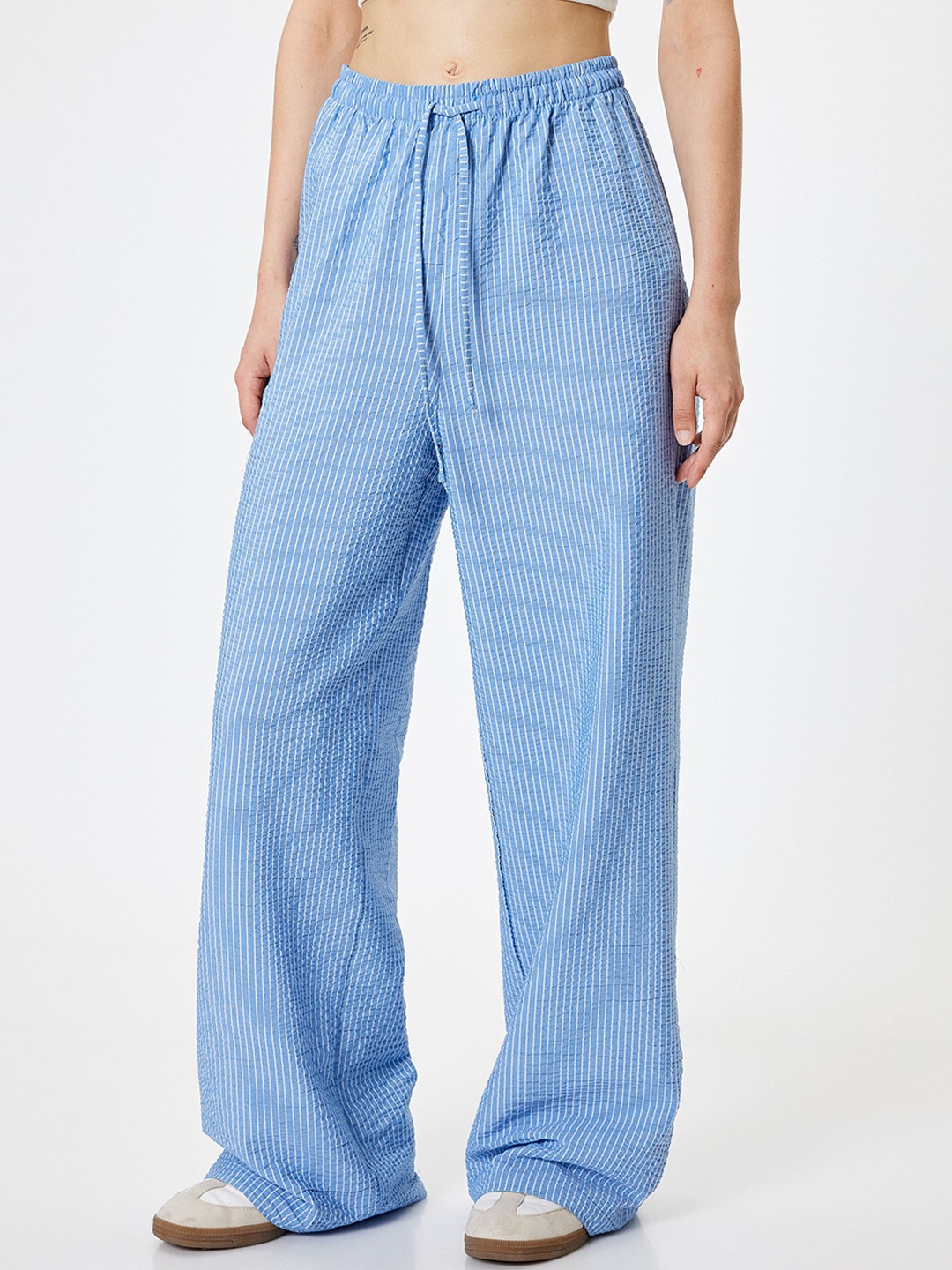 

Koton Women Mid-Rise Parallel Trousers, Blue