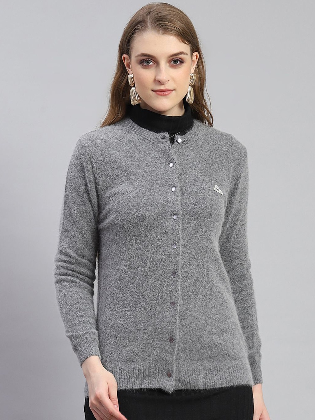 

Monte Carlo Women Woollen Cardigan, Grey