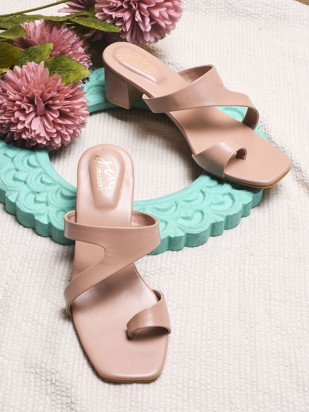 

JM Looks Women Block Heel Sandals, Peach