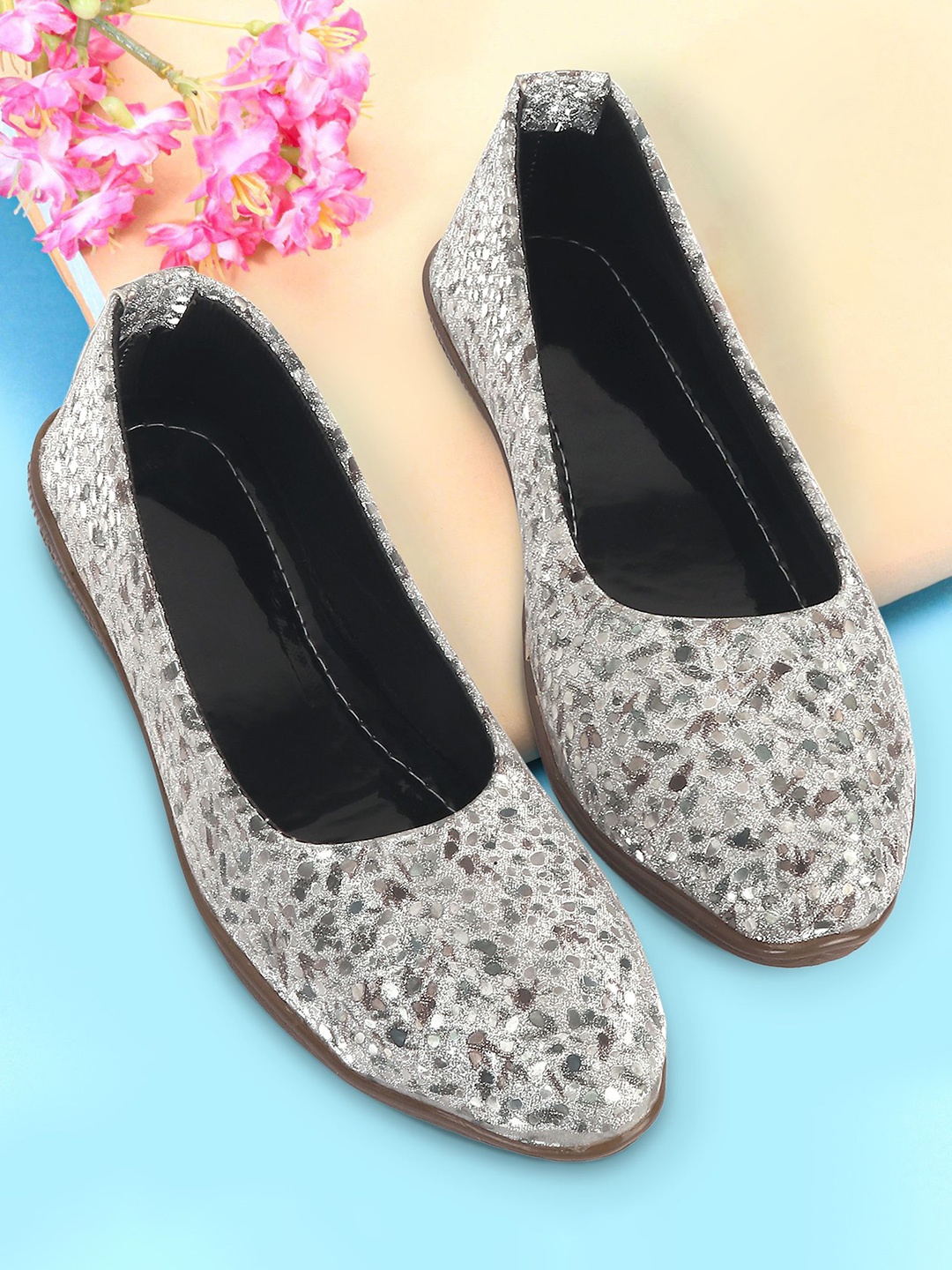 

BAESD Girls Printed Ethnic Ballerinas Flats, Black