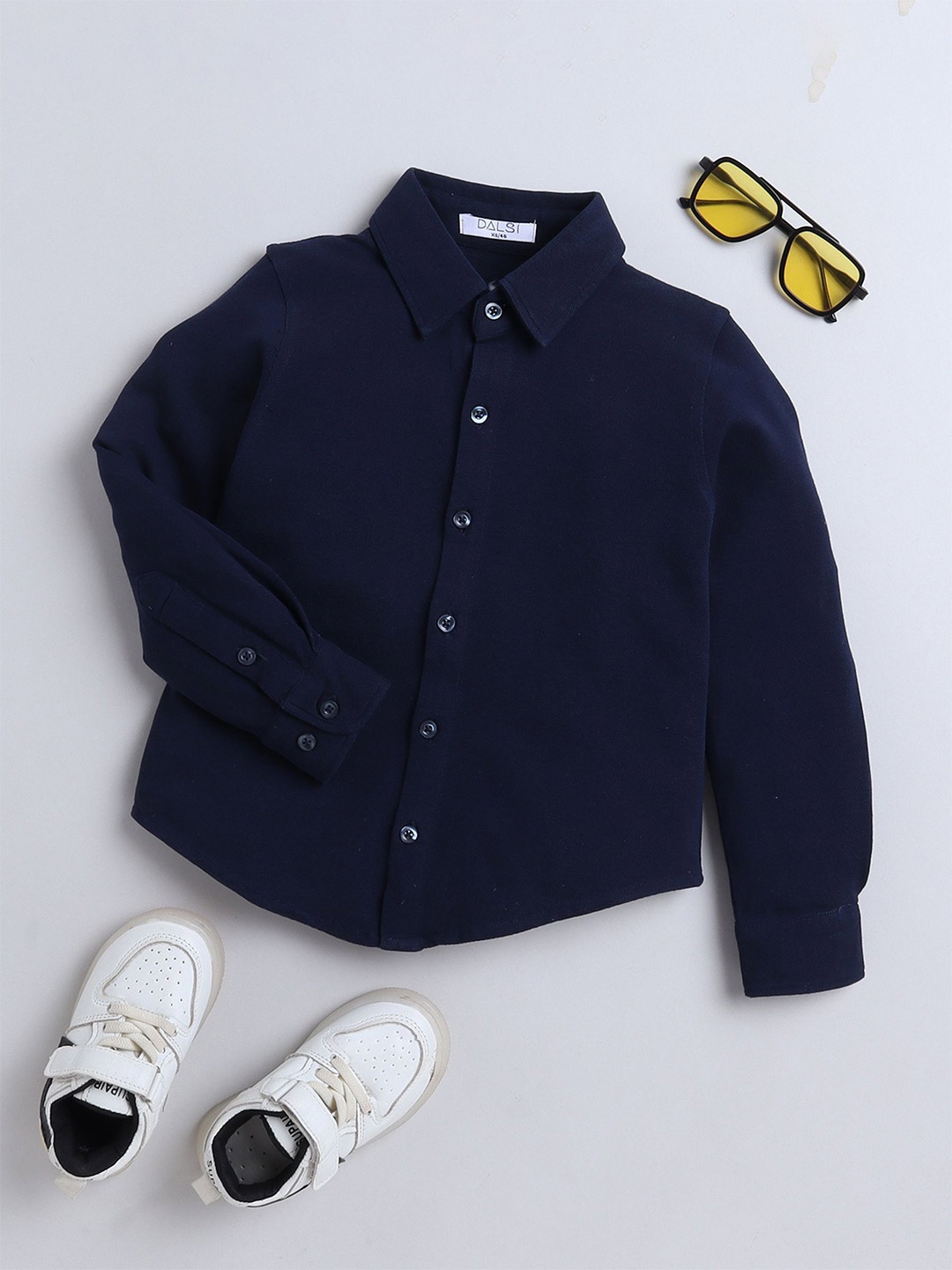 

DALSI Boys Relaxed Boxy Opaque Semiformal Shirt, Navy blue