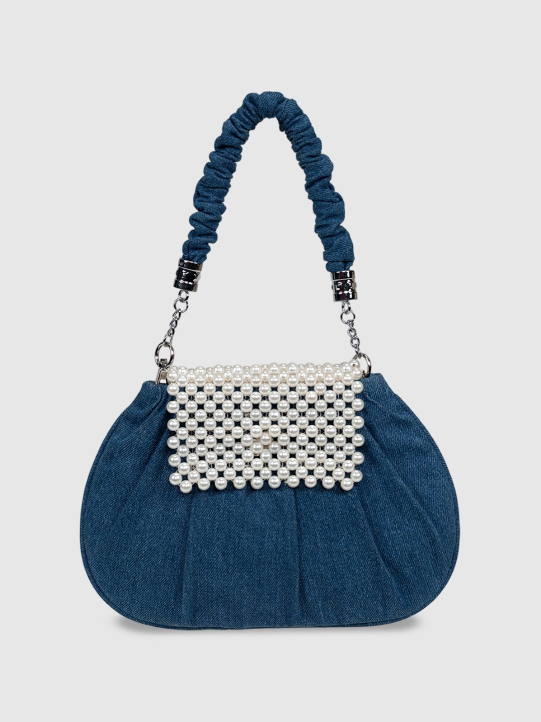 

D'oro Embellished Structured Handheld Bag, Blue