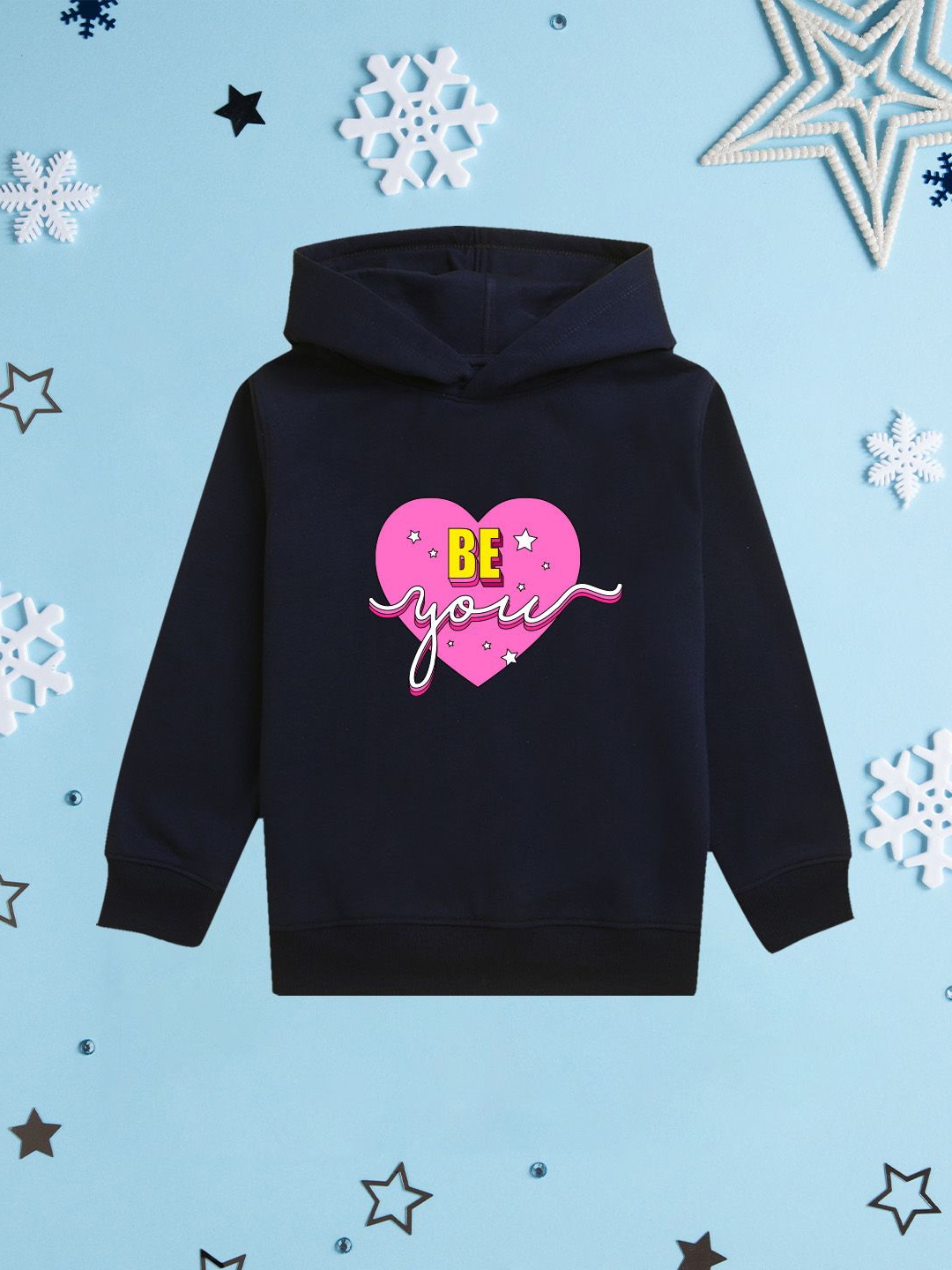 

NUSYL Girls Graphic Printed Hooded Sweatshirt, Navy blue