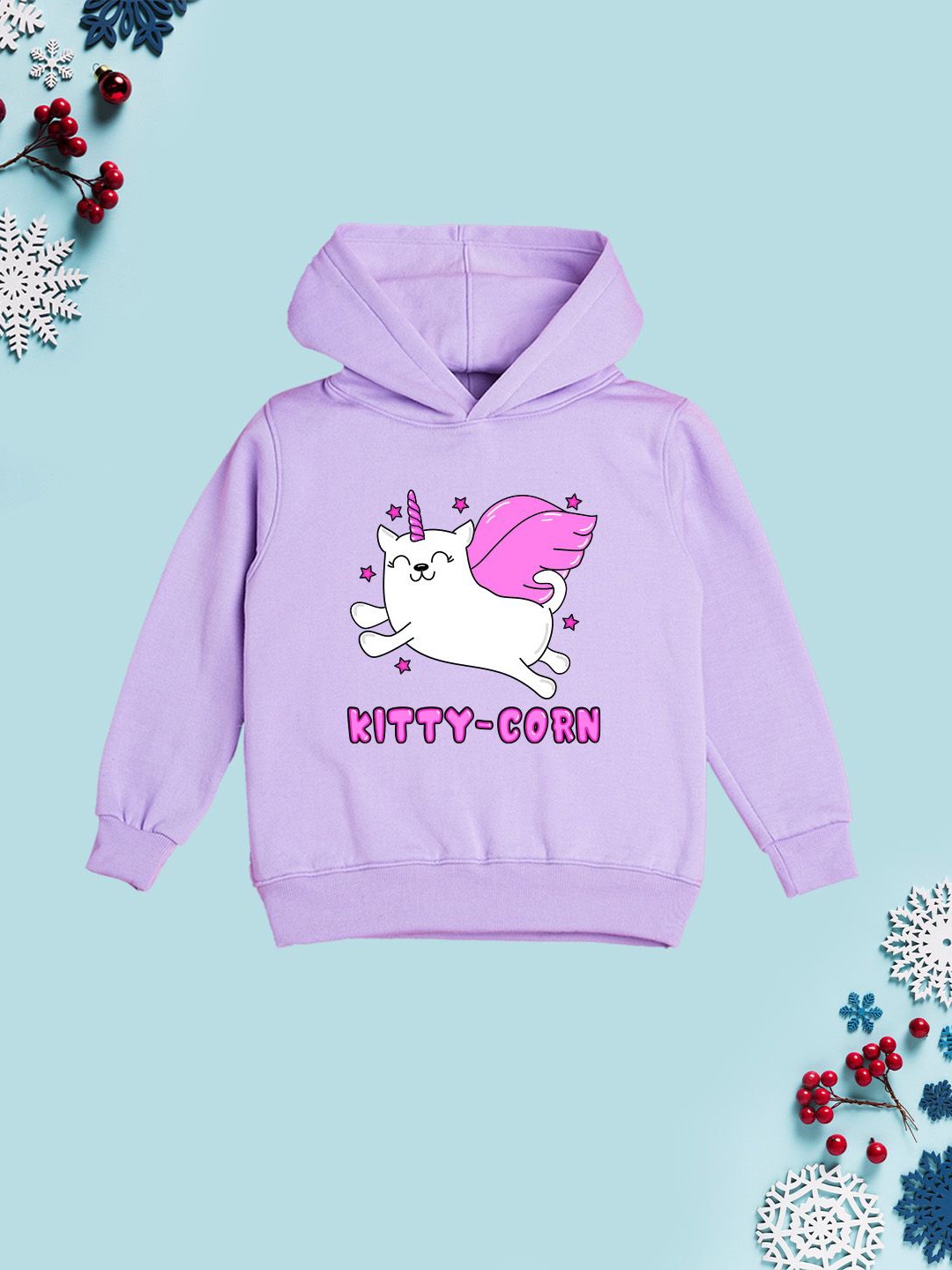

NUSYL Girls Graphic Printed Hooded Sweatshirt, Purple