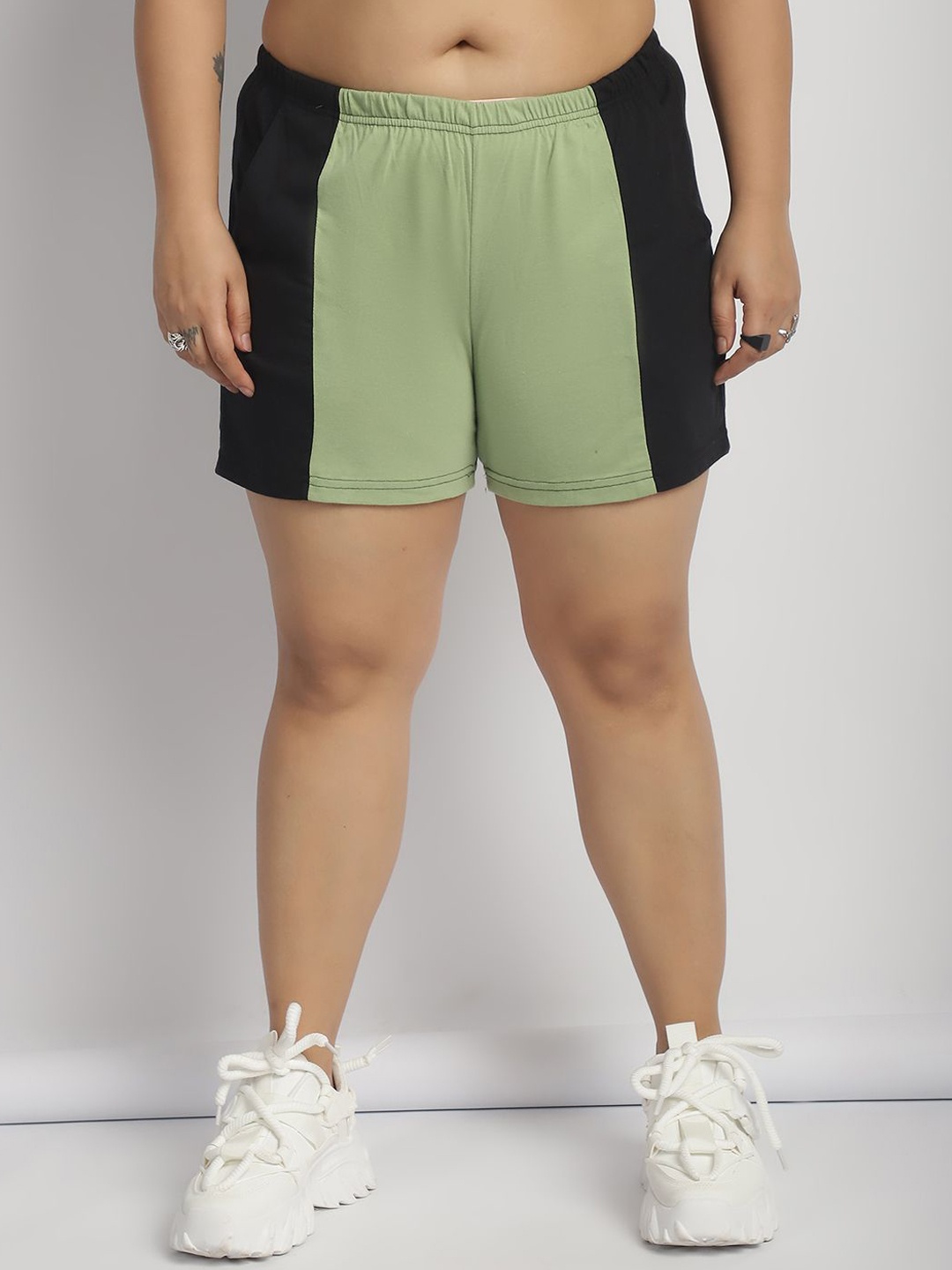 

thkgrlz Plus Size Women High-Rise Sports Shorts, Green