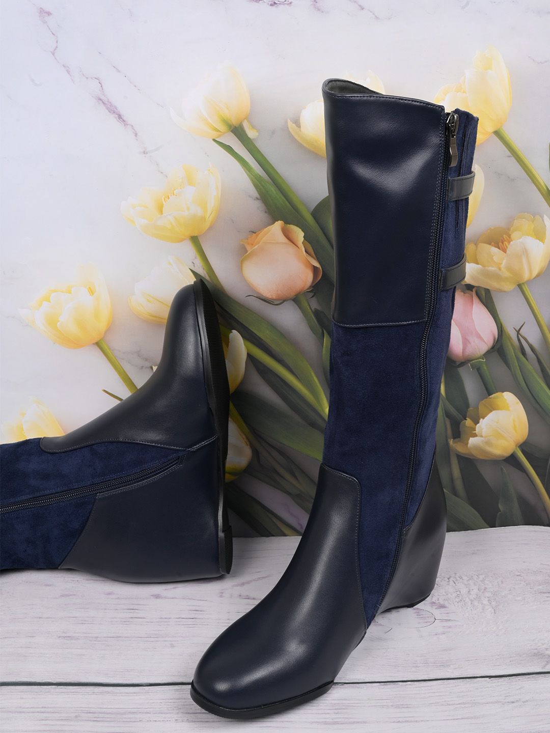 

Ronnie Grey Women Colorblocked High-Top Slouchy Boots, Navy blue