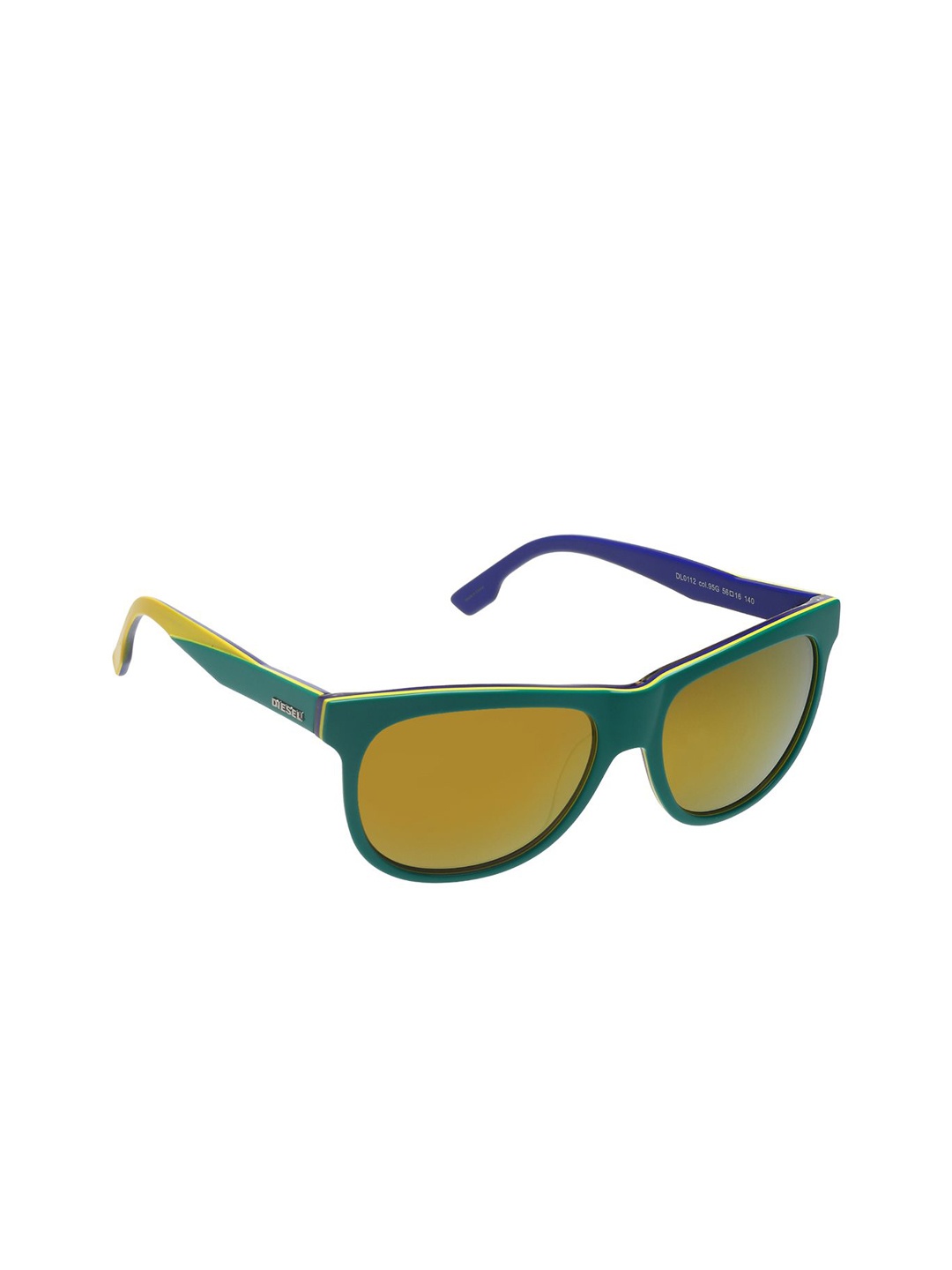 

DIESEL Unisex Square Sunglasses with UV Protected Lens, Gold
