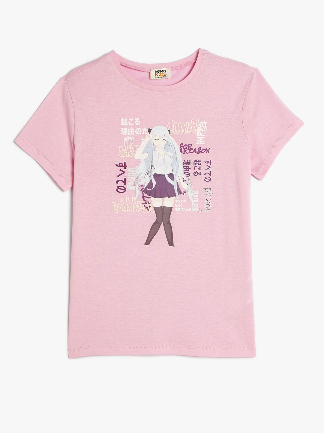 

Koton Girls Typography Printed Applique T-shirt, Pink