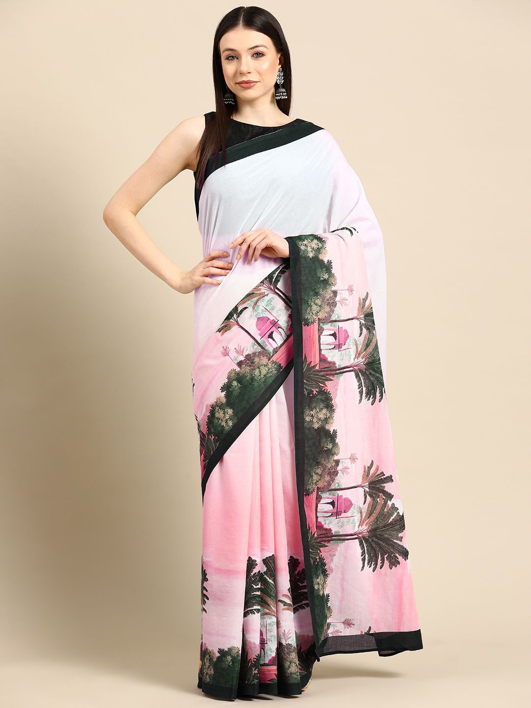 

BUTA BUTI Ethnic Motifs Pure Cotton Saree, Pink