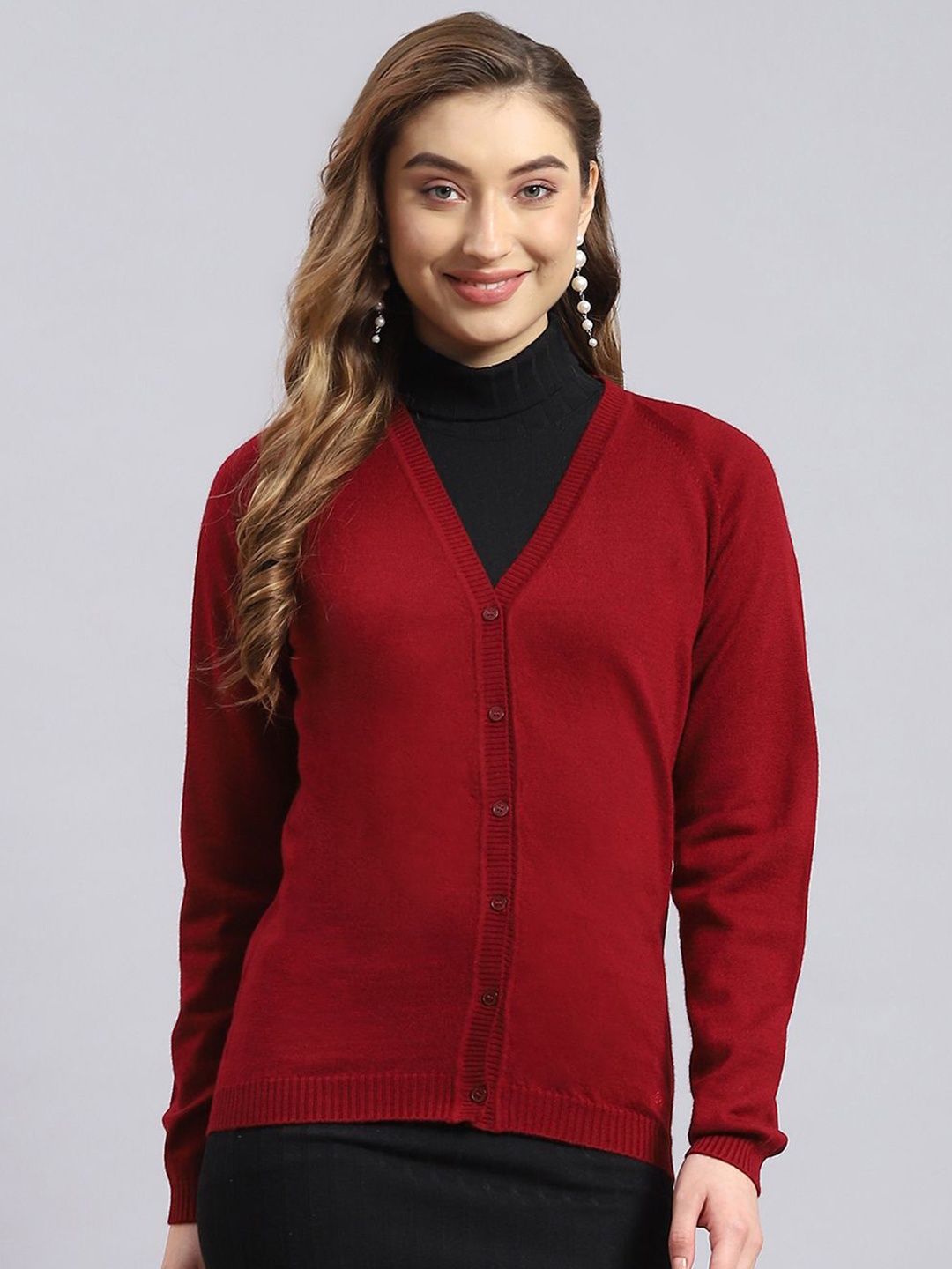 

Monte Carlo Women Woollen Cardigan, Maroon