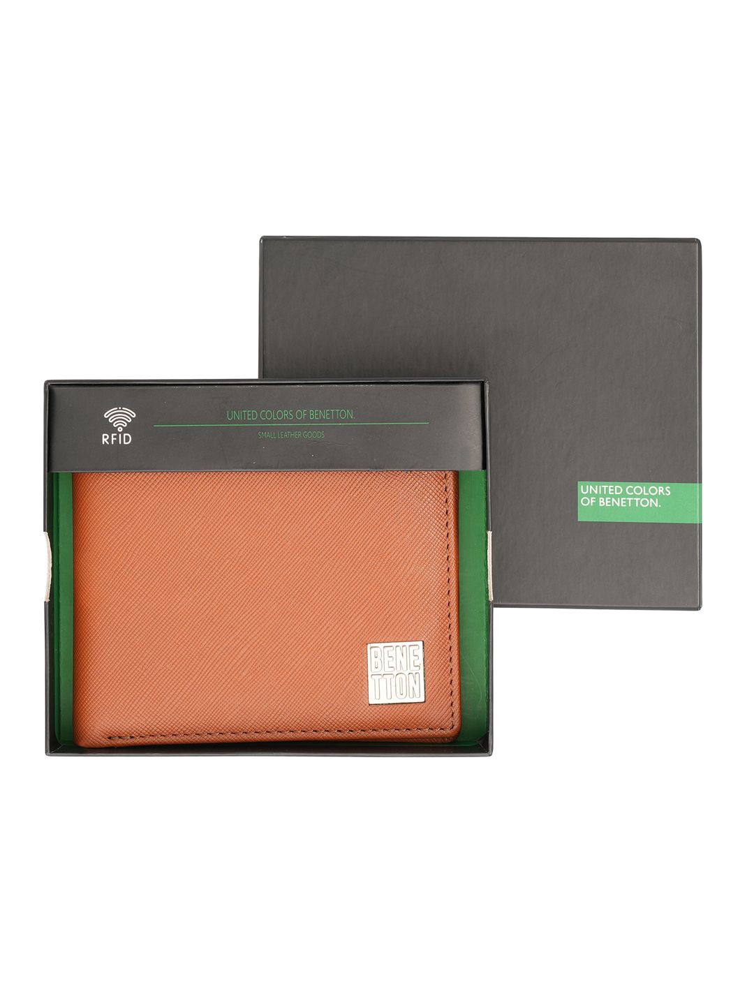 

United Colors of Benetton Men Superhero Leather Two Fold Wallet, Tan