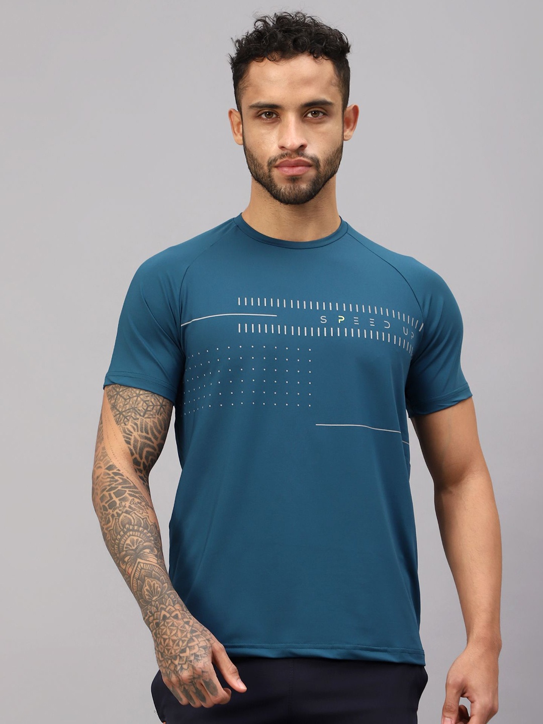 

VECTOR X Men Typography Printed Round Neck T-Shirt, Teal