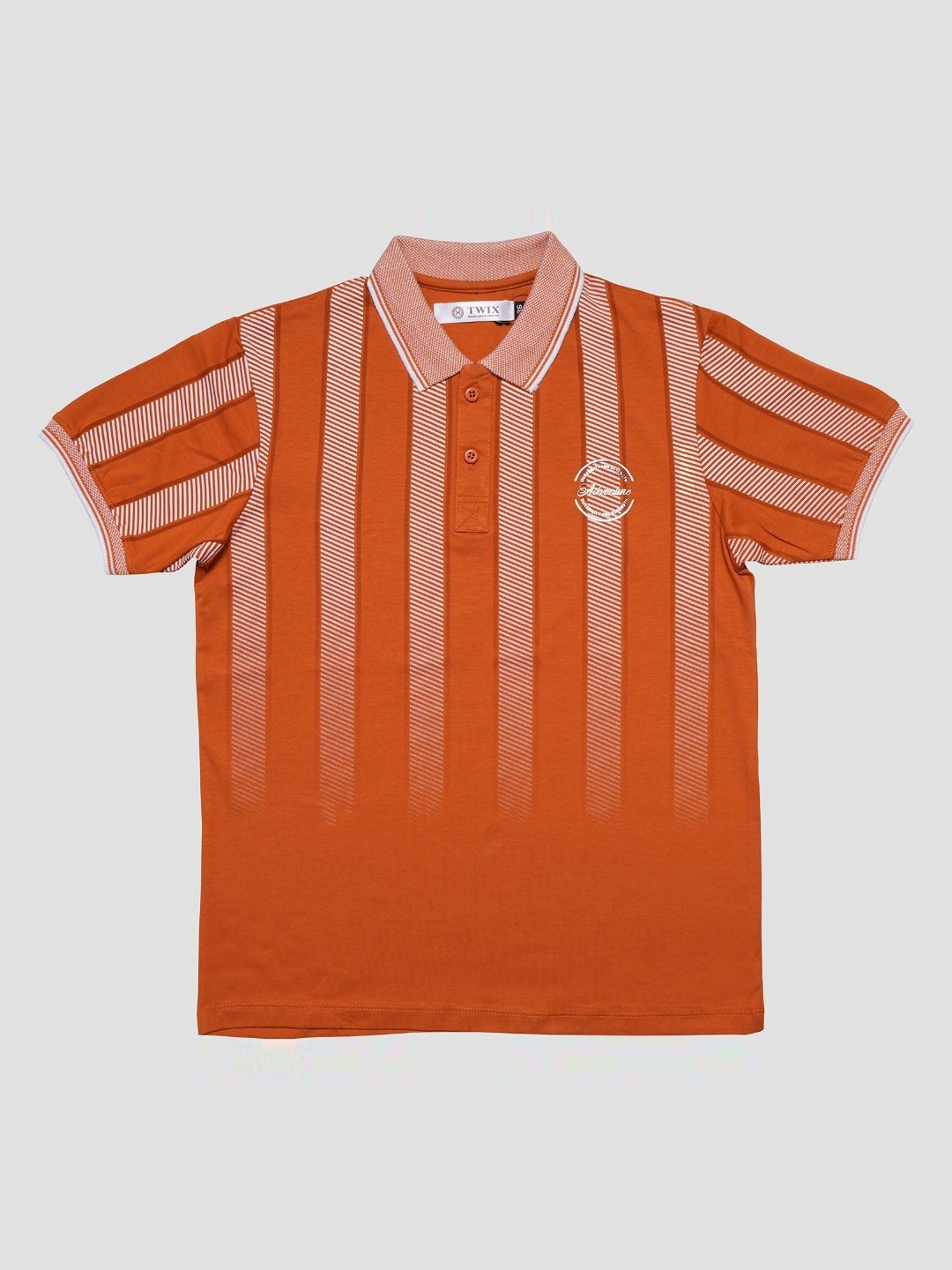 

TWIX Boys Striped Polo Collar Cotton T-Shirt, Orange