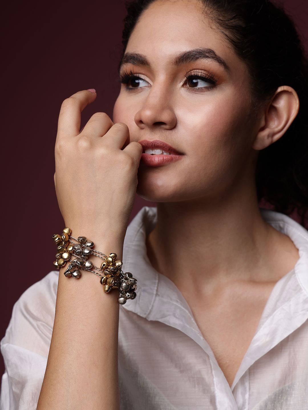 

PANASH Women Brass Handcrafted Gold-Plated Charm Bracelet