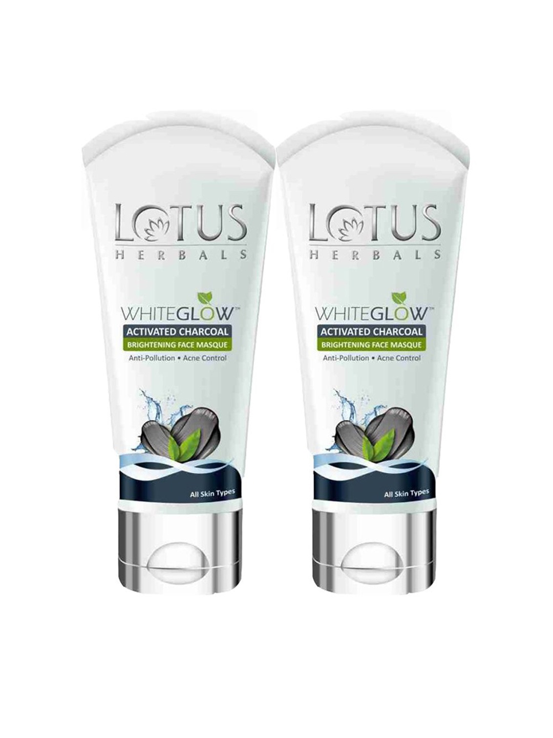 

Lotus Herbals Set Of 2 Whiteglow Activated Charcoal Brightening Face Masque - 100g Each, White
