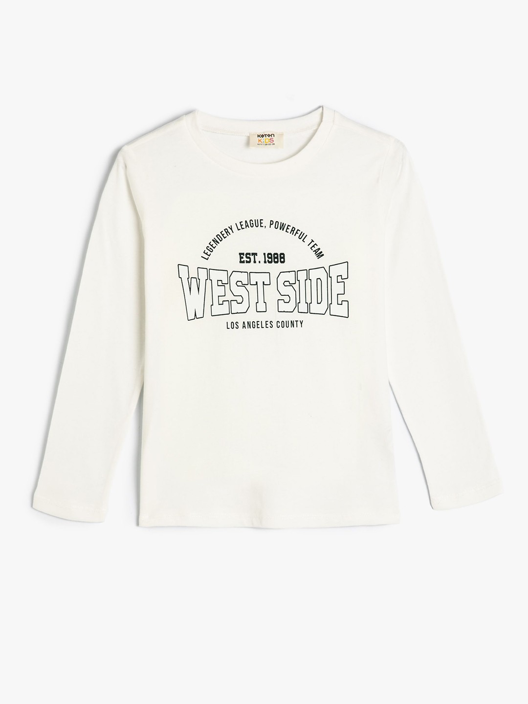 

Koton Girls Typography Printed Round Neck Cotton T-Shirt, Beige